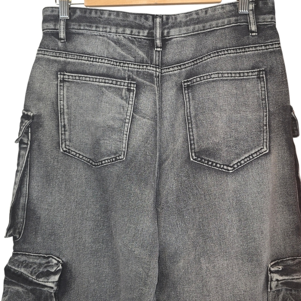 Micas Ombre Gray Multi Pocket Wide Leg Utility Cargo Jeans NWT Size Large - Picture 9 of 13